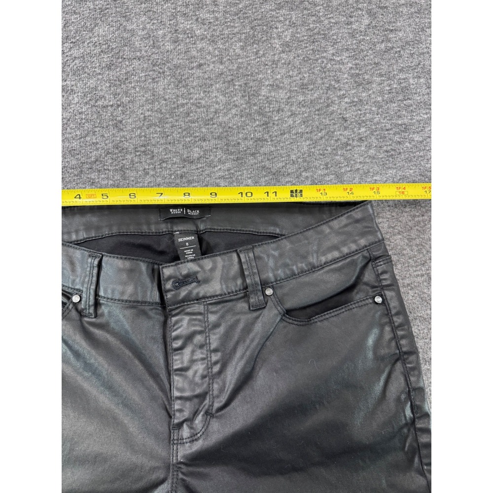 White House Black Market Skimmer Black Coated Ankle Zip Pants Womens 8 - Picture 5 of 10